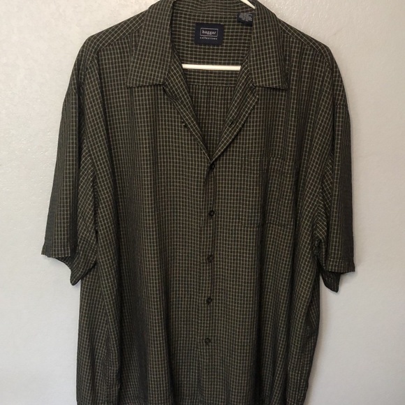 Haggar Collection button down black men’s 2XL short sleeve shirt rayon polyester - Picture 1 of 5